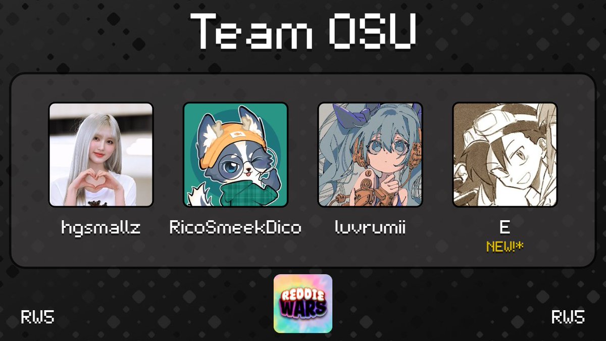 Rhythm games are their specialty, will they be able to use that skill for ReddieWars?

Introducing: Team OSU
<a href="/hgsmallz/">hgsmallz</a> <a href="/ricosmeekodiko/">RicoSmeekoDiko</a> <a href="/luvrumii/">rumii</a> <a href="/E0_ontwt/">E</a> 

ReddieWars 5: Saturday, September 20th, 3 PM EST