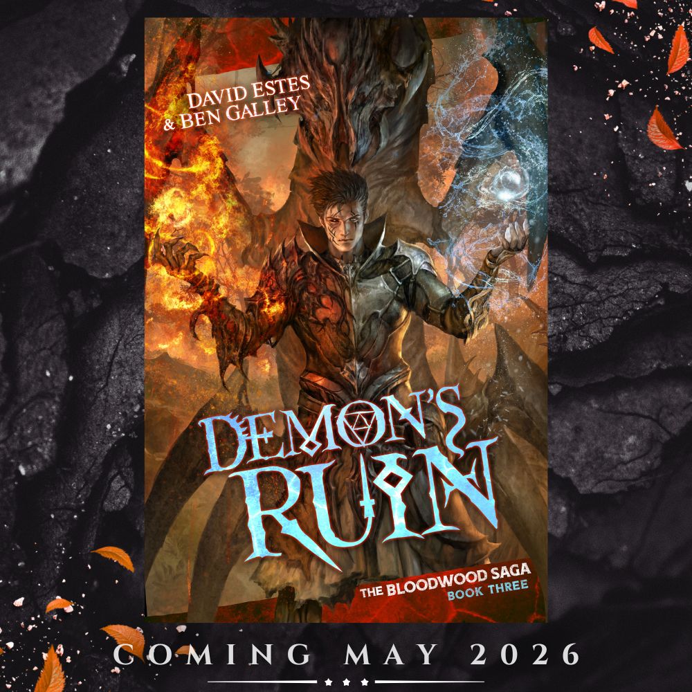 Hold onto your eyes, it's COVER REVEAL TIME!

I'm so happy to show off the cover for Demon's Ruin, created by YAM and <a href="/stk_kreations/">Shawn T. King</a>. 

Ruin is the final book in the Bloodwood Saga, written by the fantastic <a href="/davidestesbooks/">David Estes</a> and me, and it's out in May '26! amazon.com/dp/B0FR9PMZ8N