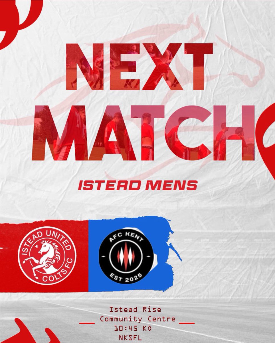 Sundays Game:

We face new opponents AFC Kent in the group stage of the league cup! 

Hope to come away with 3 points so we can push for the semi final!

⏰10:45
📍IRCA
📆21/09/25