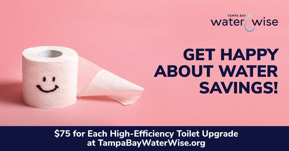 Homeowners can get $40 to $100 from Tampa Bay Water Wise by replacing their old toilet with an #EPAWaterSense high-efficiency toilet.

Click to learn how you can #SaveWater and get a rebate today: okt.to/FzHihU