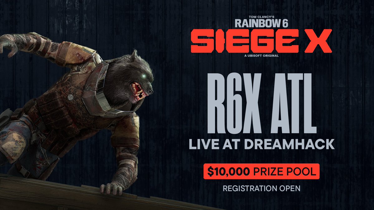 R6 Siege X returns to DreamHack! Join us for R6X ATL, an 8-team open tournament at #DHAtlanta, culminating in a Grand Finals on the DreamHack Main Stage!

With a $10,000 prize pool on the line, gather your squad, grab your tickets, and we'll see you in Atlanta!