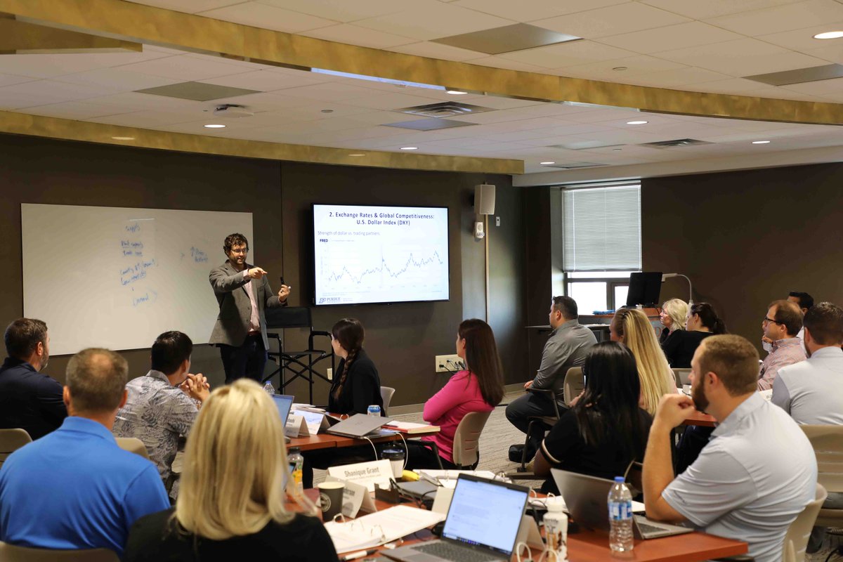 Purdue Agribusiness (@purdueagbiz) on Twitter photo Excited to welcome <a href="/SyngentaUS/">Syngenta US</a> back to campus for the Agribusiness Accelerator program! This week, the new cohort is exploring personal strengths, macro trends, STEEP analysis and testing strategy in hands-on simulation. #AgLeadership #Agribusiness
<a href="/PurdueAgEcon/">Purdue Ag Econ</a> Excited to welcome <a href="/SyngentaUS/">Syngenta US</a> back to campus for the Agribusiness Accelerator program! This week, the new cohort is exploring personal strengths, macro trends, STEEP analysis and testing strategy in hands-on simulation. #AgLeadership #Agribusiness
<a href="/PurdueAgEcon/">Purdue Ag Econ</a>