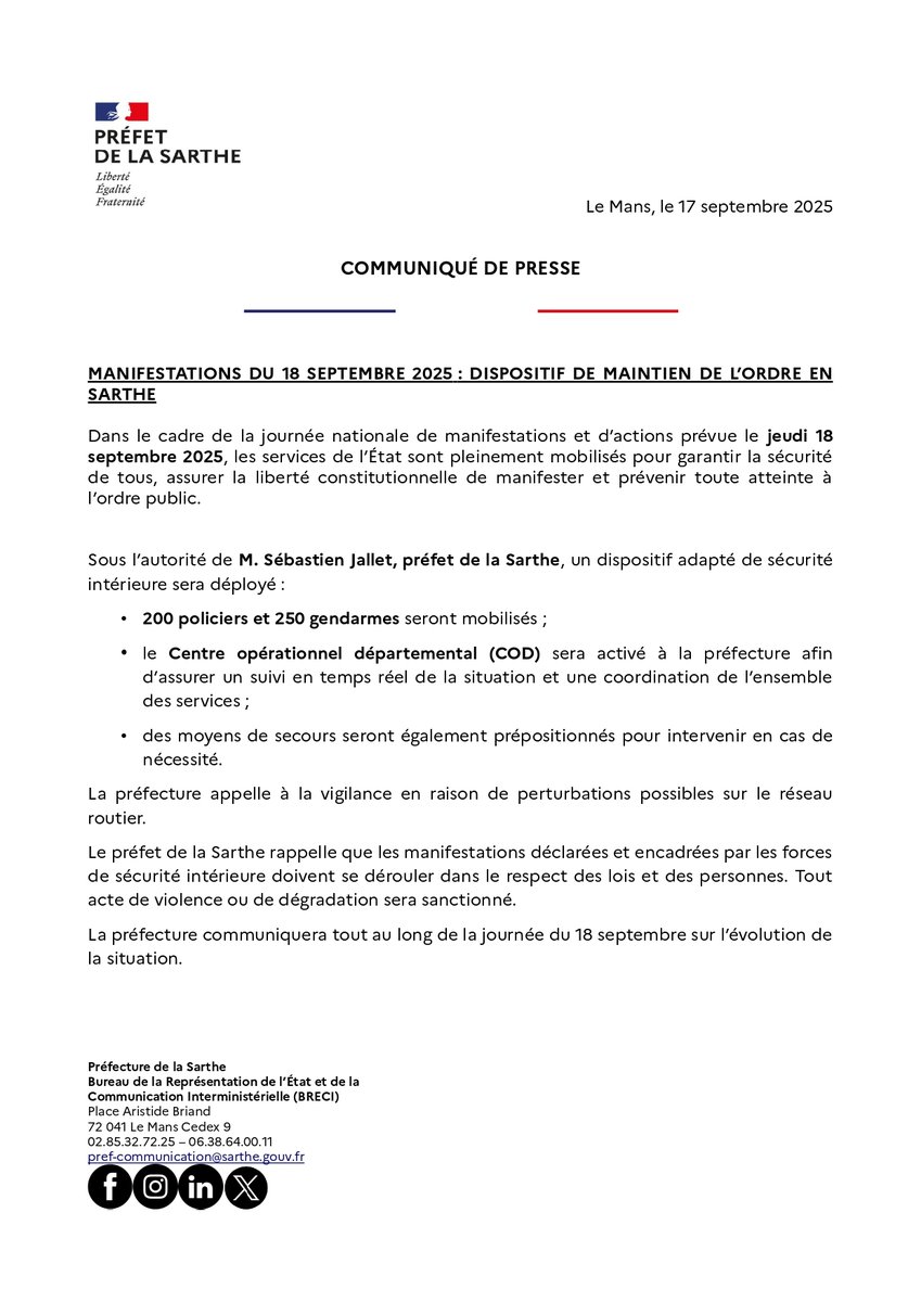 Préfet de la Sarthe tweet media