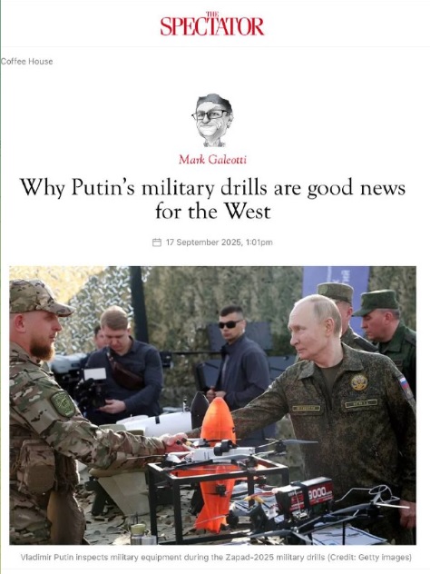 ZaZdzislaw's tweet image. UROCZE!
Czołowy brytyjski kremlinolog, Mark Galeotti, ujawnił, że ćwiczenia #Zapad2025 obnażyły ​​słabości rosyjskiej armii #TheSpectator 
Nareszcie Unia i USA zatrzymają wyścig zbrojeń i przestaną straszyć swoich obywateli wizją marszu Putina na Berlin. @Horus543