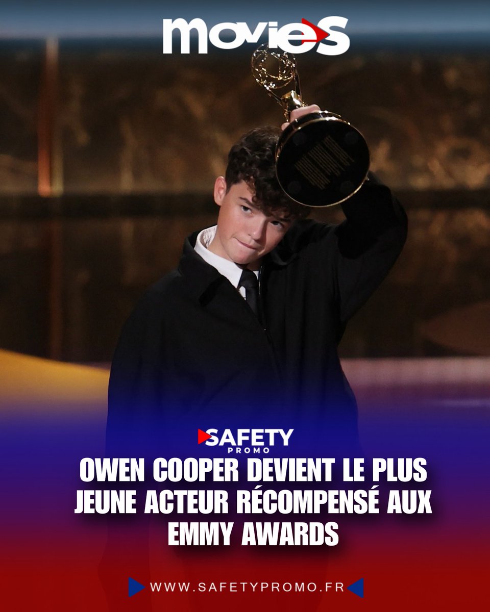safety_promo's tweet photo. Owen Cooper, âgé de seulement 15 ans, a marqué l’histoire lors de la 77ᵉ cérémonie des Emmy Awards en devenant le plus jeune acteur jamais récompensé dans la catégorie Meilleur acteur secondaire dans une série limitée ou un téléfilm.
#safetypromo #news https://t.co/UpifHg2fvf