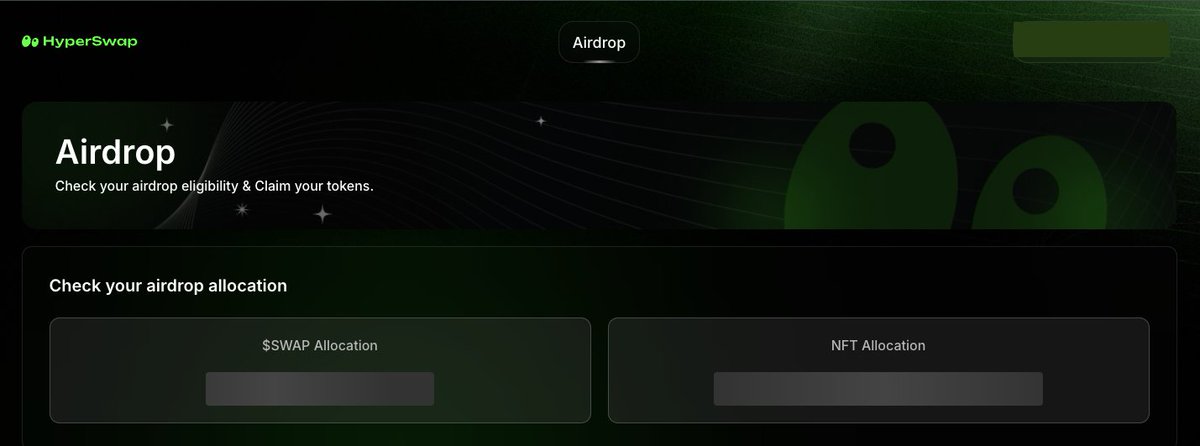 totofdn's tweet photo. . @HyperSwapX airdrop page just went live

And it look like NFT holders will print 👀

Hopefully TGE by the end of this week or early next week https://t.co/FNzrPXq35w