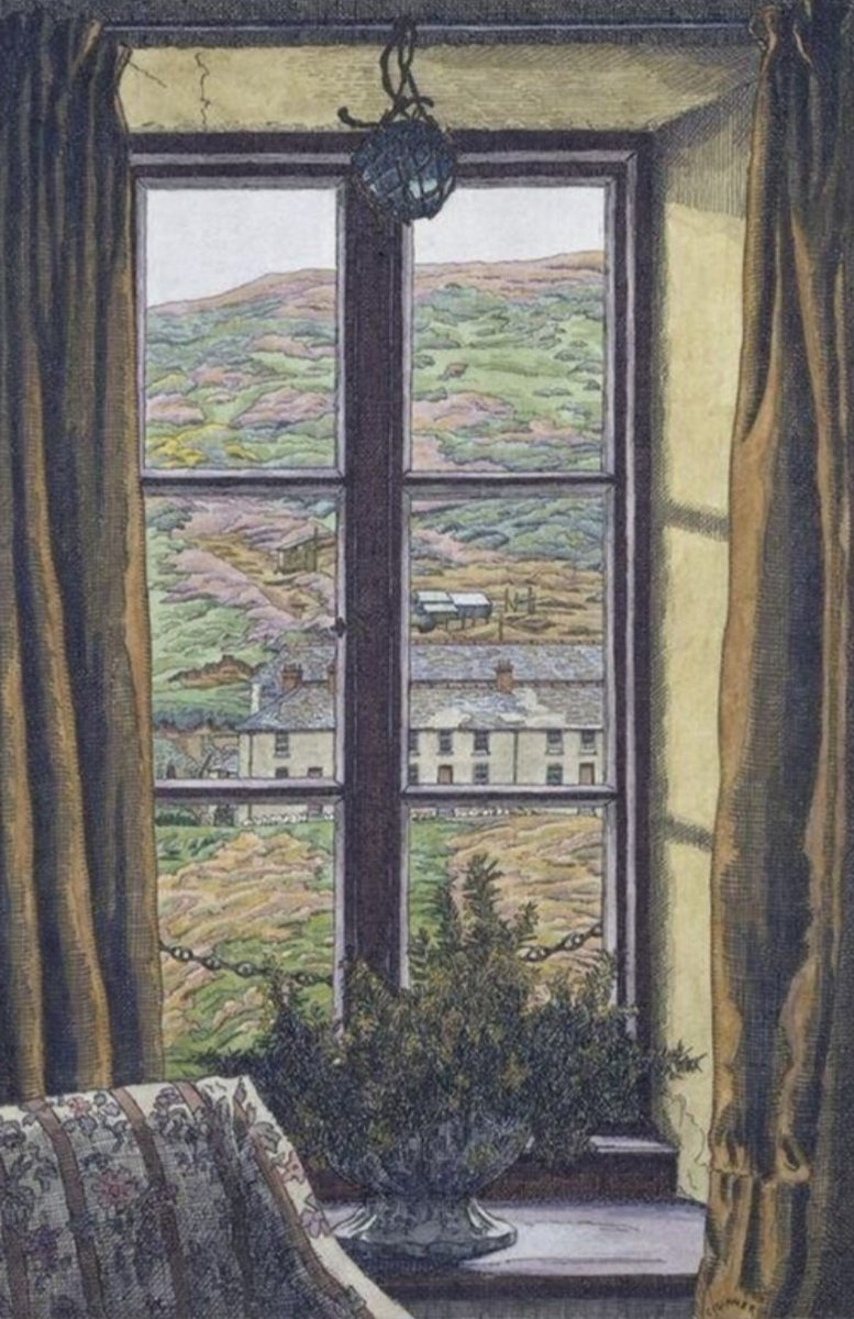 Charles Ginner's work was painted  from one of the windows of his sister's house at Boscastle in Cornwall in the late summer of 1928. Views from windows were a distinctive theme in his personal artistic vocabulary.
