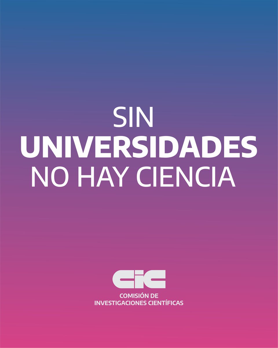 CICPBA's tweet photo. Hoy las universidades están en peligro y como organismo de ciencia no podemos mirar para un costado. 

La Ley de Financiamiento Universitario garantiza que las universidades sigan funcionando y que todas las personas tengan acceso a una educación superior pública y de calidad. https://t.co/GLxmLb8WR8