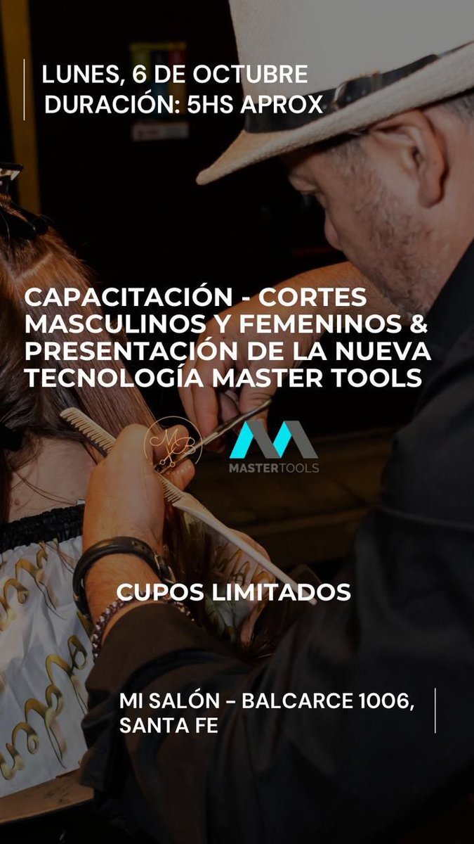 MartinCerrudo's tweet image. Curso de corte de cabello intensivo con el Maestro Marcelo Barrios Estilista, mostrando ultimas tendencias y técnicas, temporada 2026

El lunes 6 de octubre duración 5 horas e incluye un break, de 10hs a 15hs, cupos limitados!!!

Para mas info enviame un WhatsApp al 3425359418...