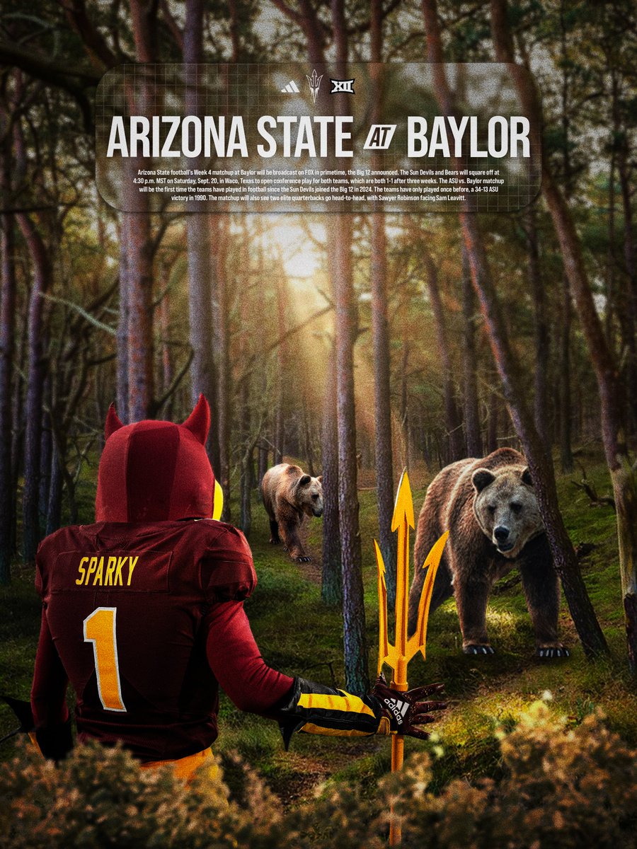 Gameday poster for ASU - Baylor // #ForksUp #SicEm