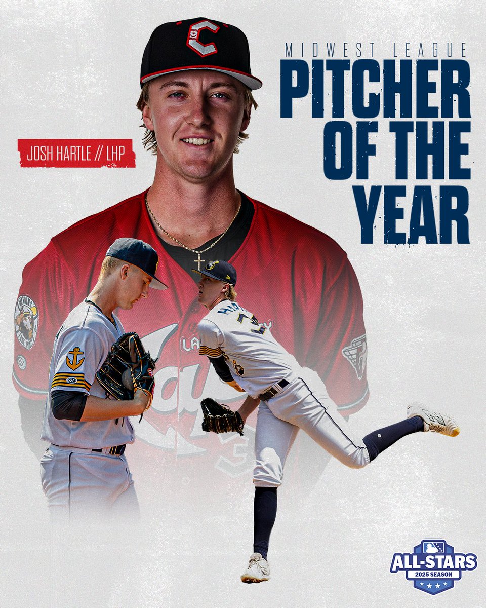 history on the hill. ⚓🔥

josh hartle is your 2025 midwest league pitcher of the year.
10 wins. 2.35 ERA. 100 strikeouts. pure dominance.

just the 2nd captain ever to earn the honor — the first since roberto hernández in 2003.
