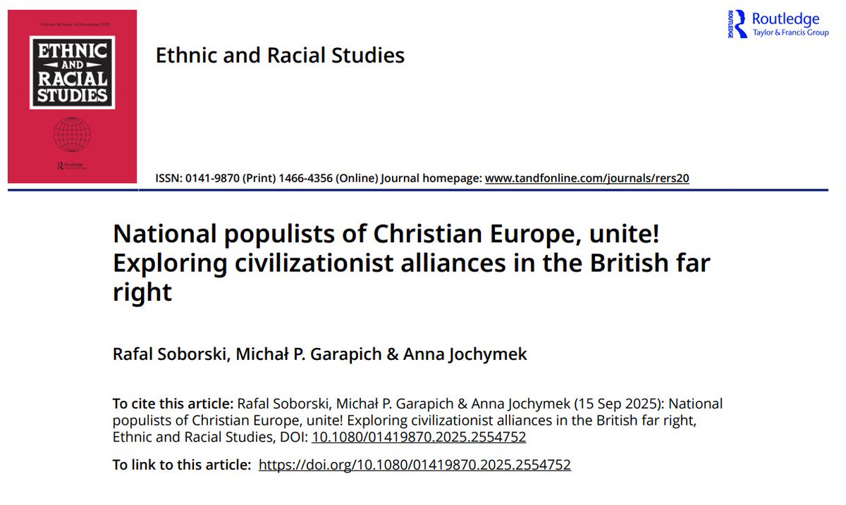 MichalPGarapich's tweet photo. Want to know more about the ideological and strategic connections between Tommy Robinson, Reform and Britain First? And why do they like Poles so much (at least some)? Our new article (
@rafalsoborski
@AnnaJochymek
and myself) from research funded by
@UKRI_News https://t.co/p4InTm3wwL