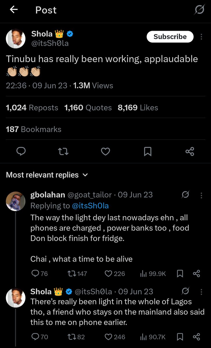 The light in the whole of Lagos that you were clapping for didn't reach your house or how?