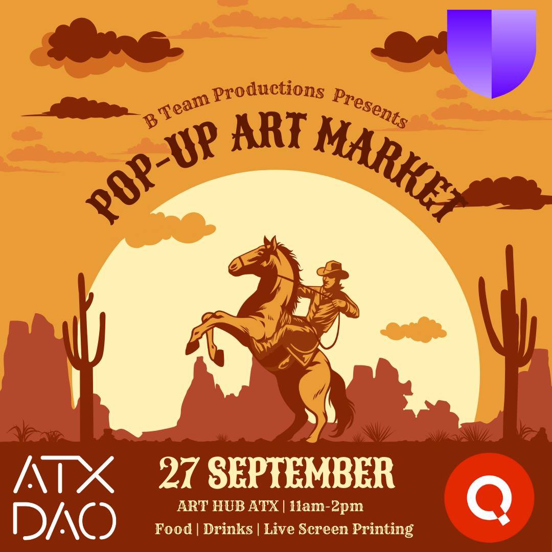 We’re teaming up with <a href="/QuaiNetwork/">Quai Network ⚡️💵</a> and <a href="/standwithcrypto/">Stand With Crypto🛡️</a> for a pop-up art market in Austin on September 27!