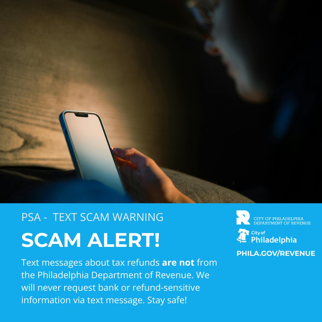 We are aware of the scam text messages circulating. We will never ask for sensitive information via an insecure method. Stay safe. Share with your family and friends.
Read our response: phila.gov/2025-09-16-phi…