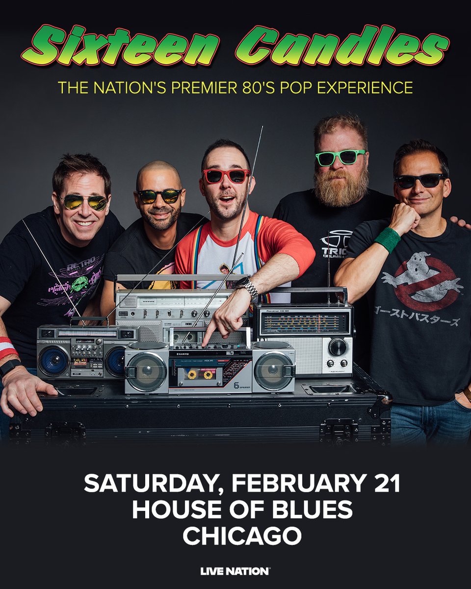 House of Blues Chicago (@hobchicago) on Twitter photo 🕯️ JUST ANNOUNCED! 🕯️
Chicago's greatest 80's Pop cover band <a href="/16candlesband/">Sixteen Candles Band</a> is celebrating their 22nd Anniversary at our house on Saturday, February 21!🌟
Get tubular and grab tickets Friday at 10am sharp!
livemu.sc/4povkbP 🕯️ JUST ANNOUNCED! 🕯️
Chicago's greatest 80's Pop cover band <a href="/16candlesband/">Sixteen Candles Band</a> is celebrating their 22nd Anniversary at our house on Saturday, February 21!🌟
Get tubular and grab tickets Friday at 10am sharp!
livemu.sc/4povkbP