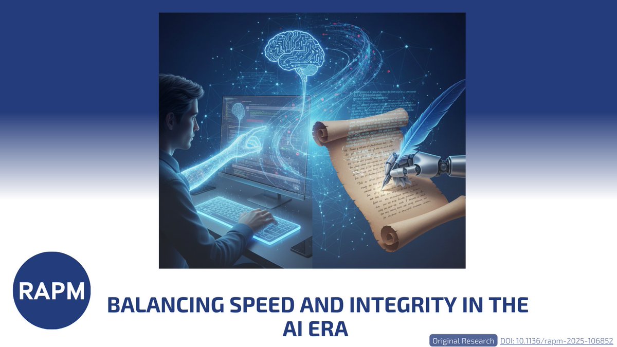 🚨Balancing Speed and Integrity in the AI Era

Consensus guidelines with use of AI.

READ HERE -&gt; doi.org/10.1136/rapm-2…

#RAPM

<a href="/mfettiplace/">Michael Fettiplace, MD PhD</a> <a href="/DrAnujBhatia/">Anuj Bhatia</a>  <a href="/MdOrebaugh/">Steven Orebaugh, MD</a>, <a href="/BrittaniBungart/">Brittani Bungart, MD, PhD</a>, <a href="/chrispcheng/">Chris Cheng, MD</a>, <a href="/STHJournalClub/">Matt Wiles</a>, <a href="/Steve_Coppens/">Steve Coppens</a>, <a href="/VeselaKovachev2/">Vesela Kovacheva</a>, <a href="/ChrisWuMD/">Christopher L. Wu</a>, &amp; <a href="/EMARIANOMD/">Ed Mariano, MD, MAS, FASA, FASRA 🇺🇸🇵🇭</a>