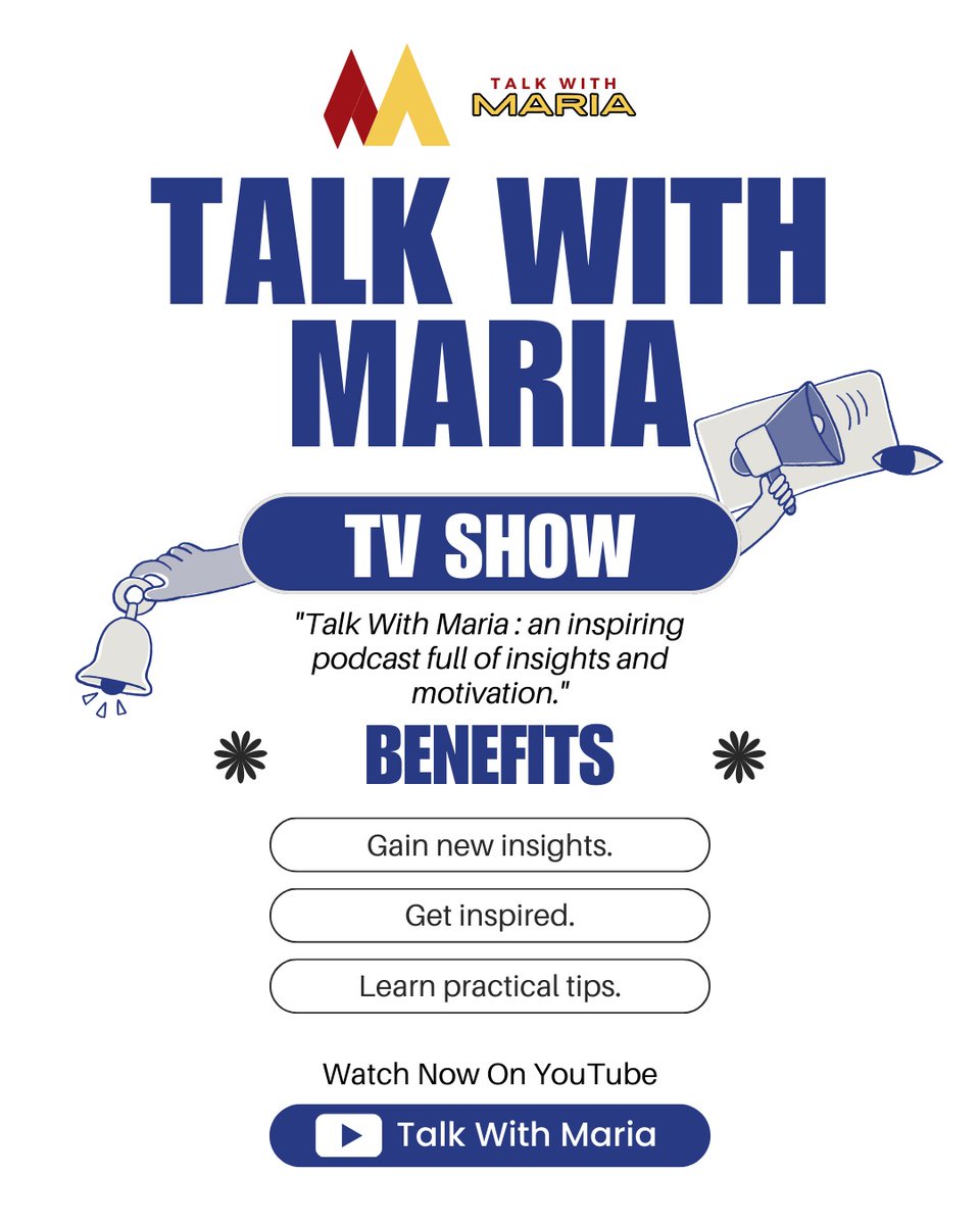 talkwithmaria2's tweet image. Looking to gain new perspectives and get inspired? The "Talk With Maria" podcast is your go-to for meaningful conversations and actionable advice. Watch now!

#InspirationalPodcast #TalkWithMaria #MotivationalQuotes #LearnAndGrow #YouTube #SelfDevelopment #LifeTips