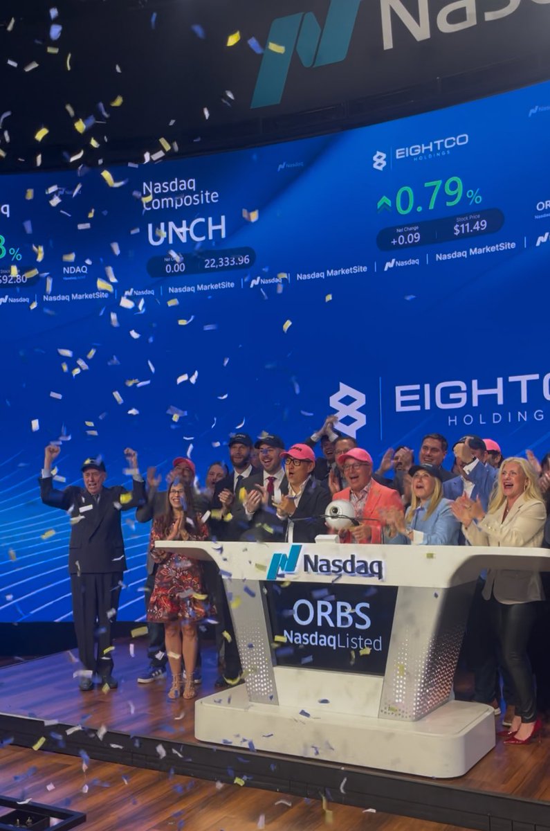 bitmine_alexa's tweet photo. Honored to celebrate @Eightcoholdings @Iamhuman_ORBS this morning at @NasdaqExchange. 

An incredible experience and a moment I’ll never forget. 

Special thank you @fundstrat - I am so fortunate to be part of the Fundstrat family, working alongside the brightest minds in the 🌎 https://t.co/53LXdBzaY1