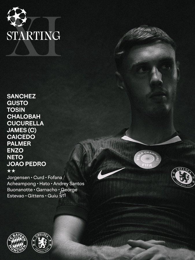 Debut en Champions para Sir Moises Caicedo 🇪🇨 🏆 

De Ecuador 🇪🇨 para el Mundo 🌎 

Moises Caicedo en el Once Inicial del Chelsea para enfrentar al Bayern de Munich