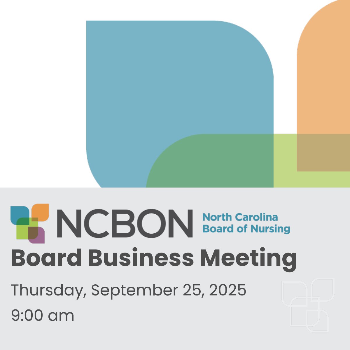 Thursday, September 25th, 2025, we will be holding our Board Business Meeting at 9:00am.

Not able to attend in person?  Stream the meeting live on YouTube --> ncbon.info/BoardMeeting 📺
#BoardMeeting2025 #NCBON