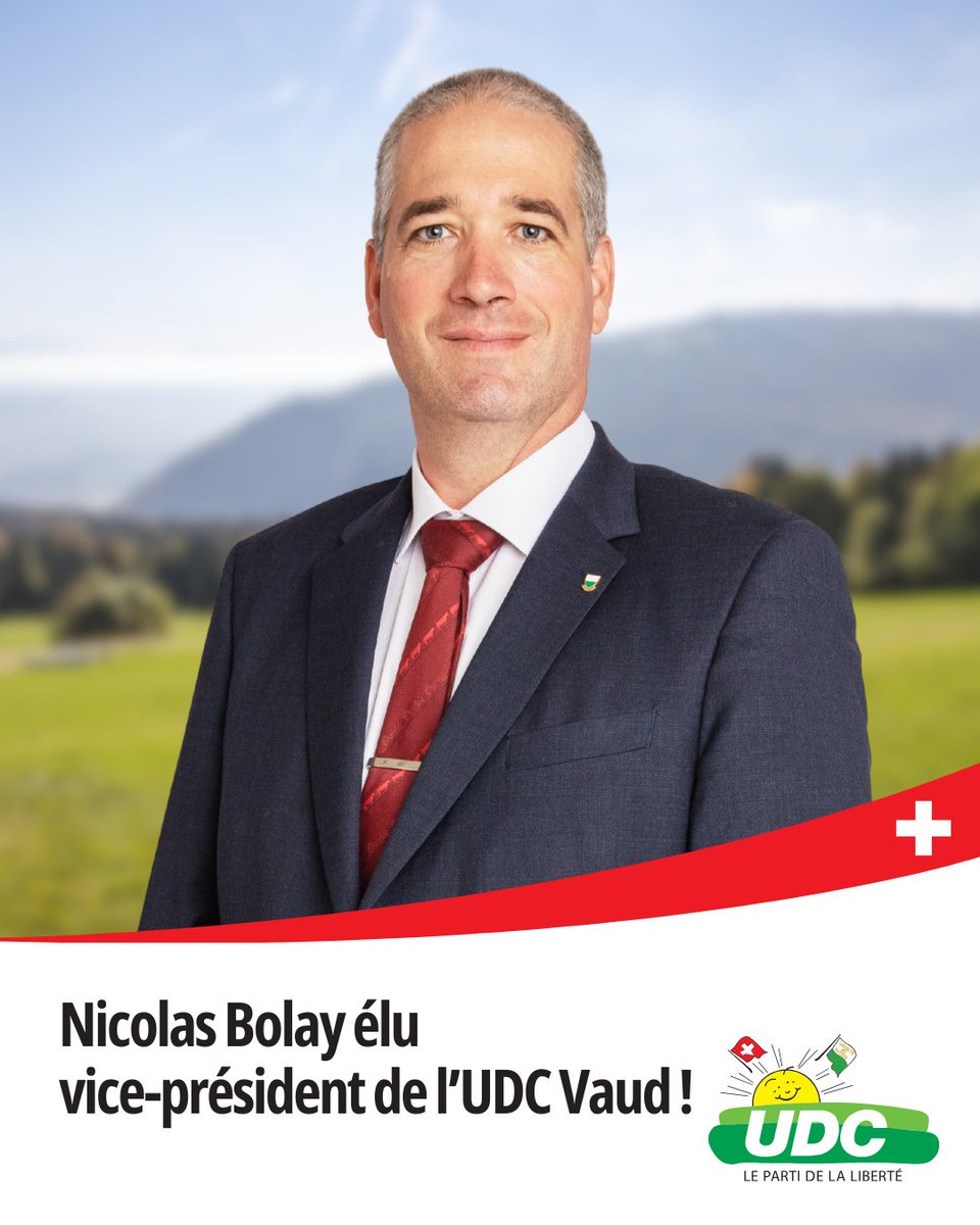 Hier, lors du congrès, notre député Nicolas Bolay a été élu à la vice-présidence du parti.

La direction de l’UDC Vaud se réjouit de son arrivée et lui adresse ses meilleurs vœux de succès dans cette nouvelle fonction.

#UDCVaud #NicolasBolay #PolitiqueVaud