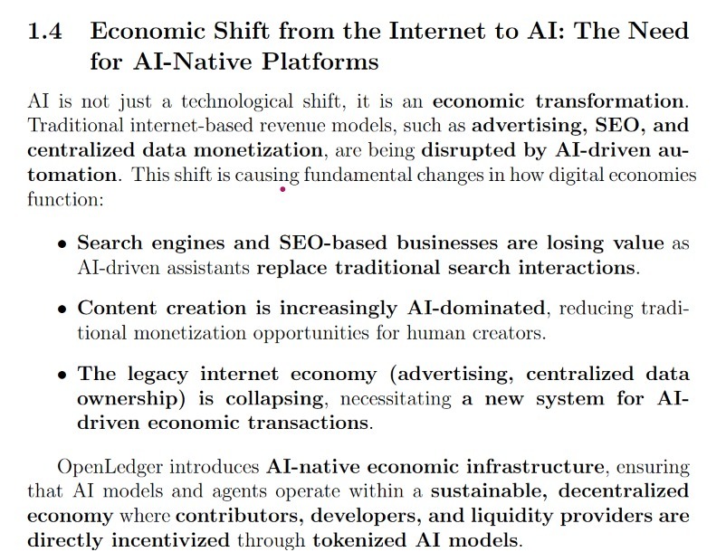 What is changing?
>The dominance of search advertising is declining.
>Content is increasingly being generated by AI.
>Centralised data ownership is dissolving.
>Value is flowing to platforms rather than to those with visibility.

What does <a href="/OpenledgerHQ/">OpenLedger</a> offer?

>On-chain