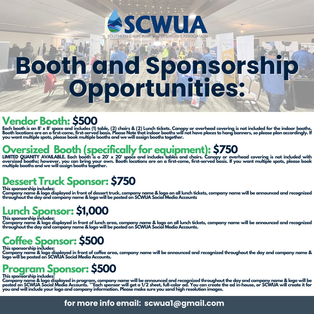 SCWUA's tweet photo. 📣Register TODAY for the 2025 SCWUA Vendors Fair - https://t.co/RrFMgZcTrt https://t.co/ntRINKxE8c