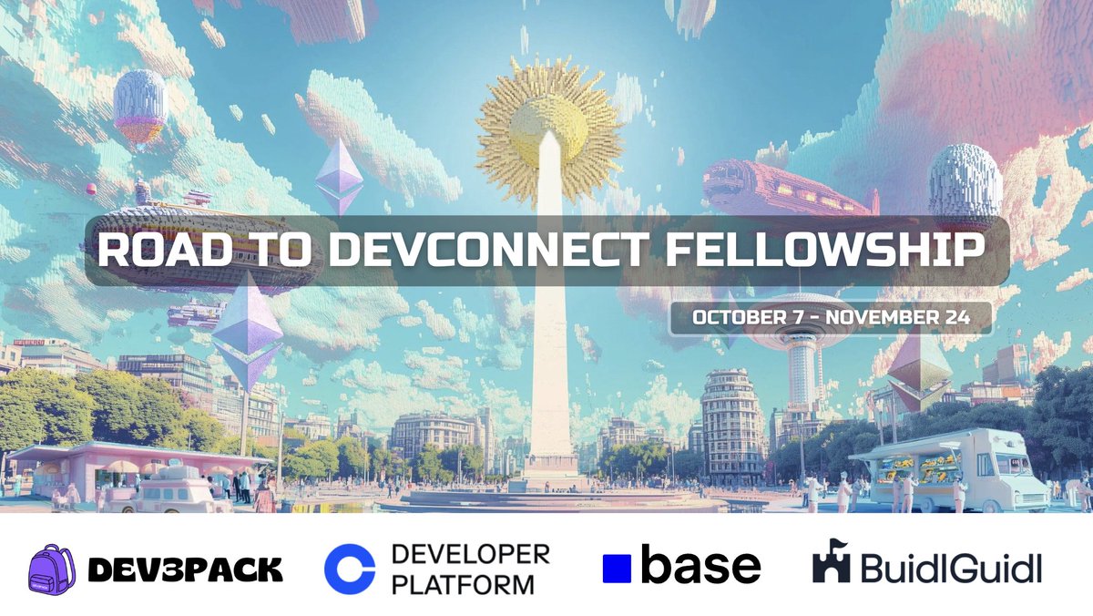 dev3pack's tweet image. Road to Devconnect Fellowship 🔔
We are launching an exclusive fellowship edition with @base heading to Devconnect. Get a chance to earn your spot in the dev3pack village in 🇦🇷
🗓️ From October 7
👩💻 For women & student developers
🌍 English & Spanish
🔗 tally.so/r/wvRrq4