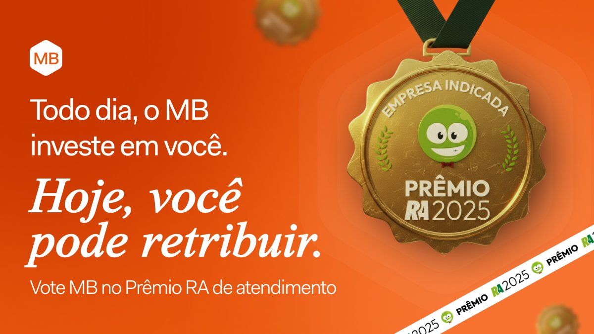 O atendimento do MB já ajudou você? Agora você pode retribuir! Vote MB no  Prêmio RA e ajude a gente a conquistar mais uma vez esse reconhecimento!  👉​ Vote agora: https://t.co/VKAjUipzGI #PremioRA #