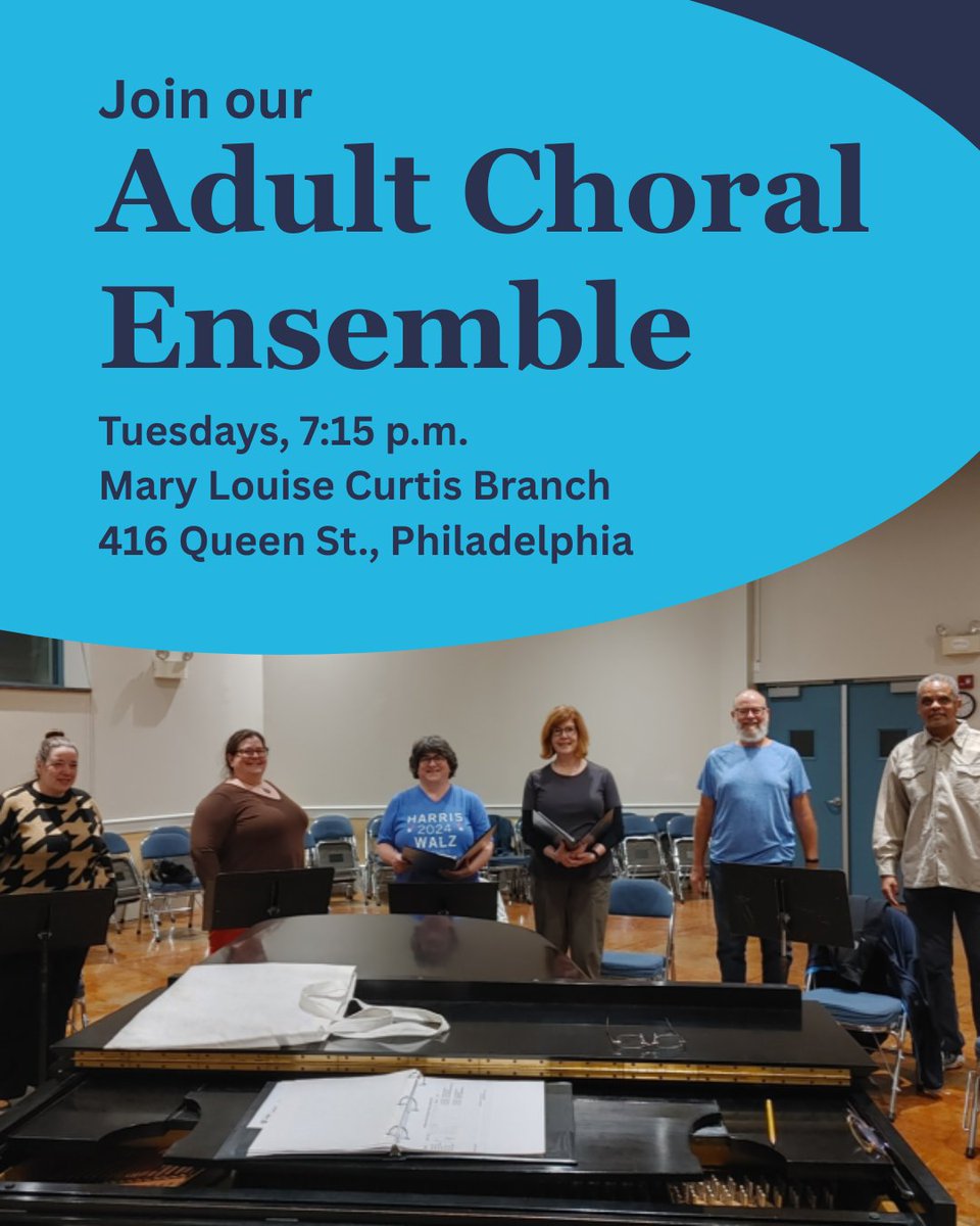 Join our Adult Choral Ensemble! settlementmusic.org/music/adults/e…

You never age out of singing at Settlement -- This ensemble is designed for beginner to intermediate singers who are looking to apply their skills in a group setting.