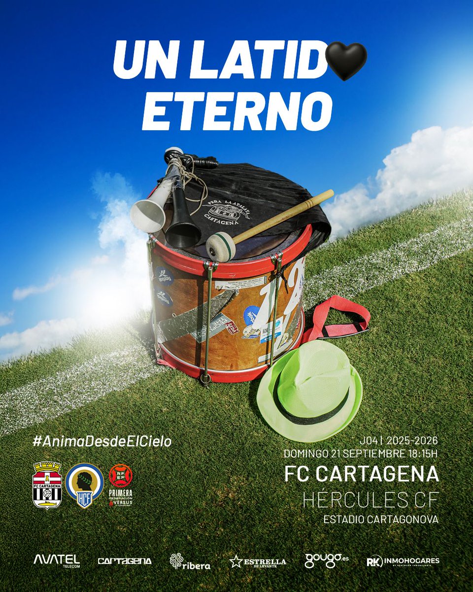 FCCartagena_efs's tweet photo. CARTEL | 🥁#AnimaDesdeElCielo

🆚 @cfhercules  

#CartagenaHércules | #PrimeraFederación https://t.co/tsQfN6sYDJ