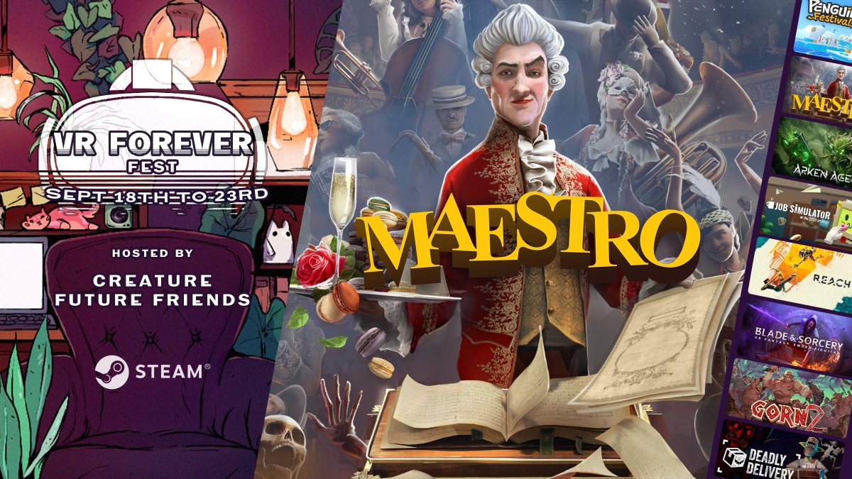 #VRForever kicks off tomorrow!

A massive Steam VR festival with 130+ games, demos, and deals. And the cherry on top? 🍒

Maestro is nominated for VR Game of the Year 🔥