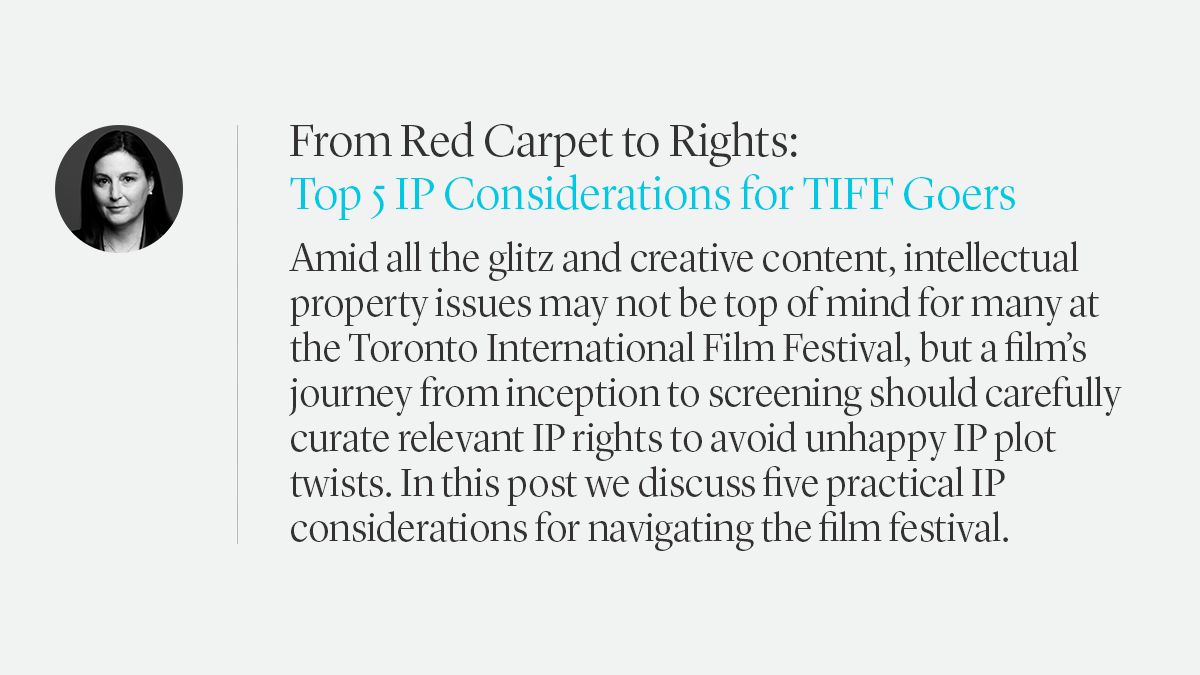 LencznerSlaght's tweet photo. ICYMI: On the Docket, @SanftJordana shares five practical #IP considerations to help you ensure your works are properly protected and ready for the spotlight at any major international film festival. –https://t.co/hamOAw5tbl https://t.co/iqZlsbYnAP