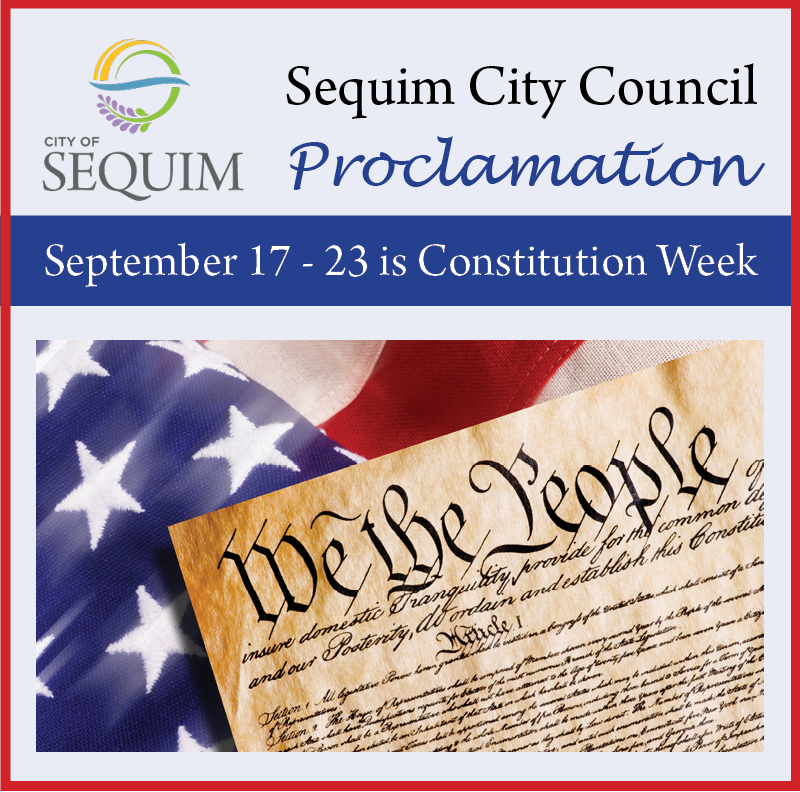 The #Sequim City Council recognized the week of September 17 - 23 as Constitution Week through a proclamation at their meeting on September 8.  Read the proclamation at ow.ly/etvC50WUJpH