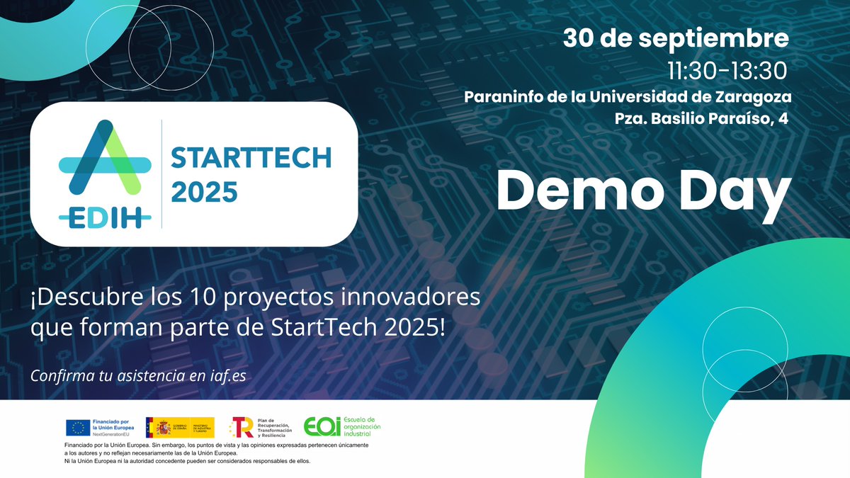 AragonDih's tweet image. 🚀¡Consulta el programa del Demo Day de StartTech 2025 e inscríbete! 

backend.iaf.es/eventos/startt…

- Mesa redonda: &quot;Colaboraciones estratégicas para seguir acelerando tu startup&quot;
- Pitch de las empresas StartTech 2025
- Networking

#AragónEDIH #StartTech