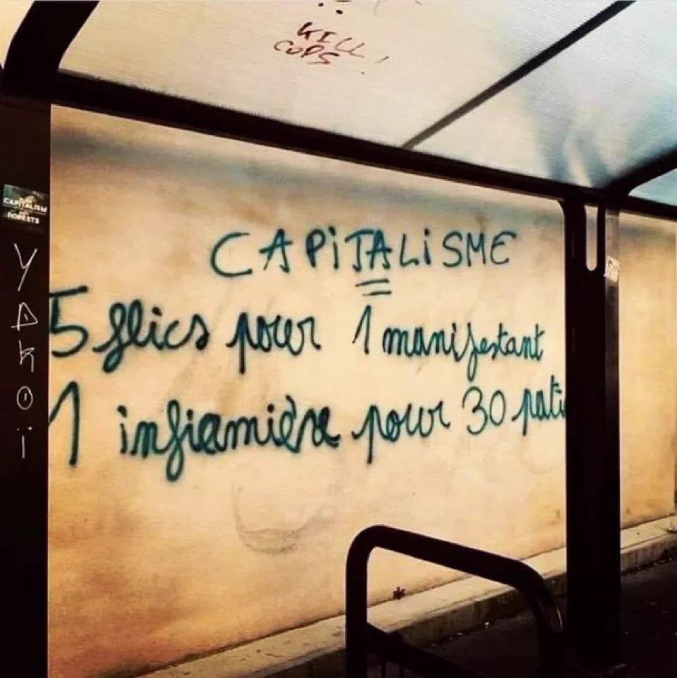 Capitalisme = 5 flics pour 1 manifestant
1 infirmière pour 30 patients