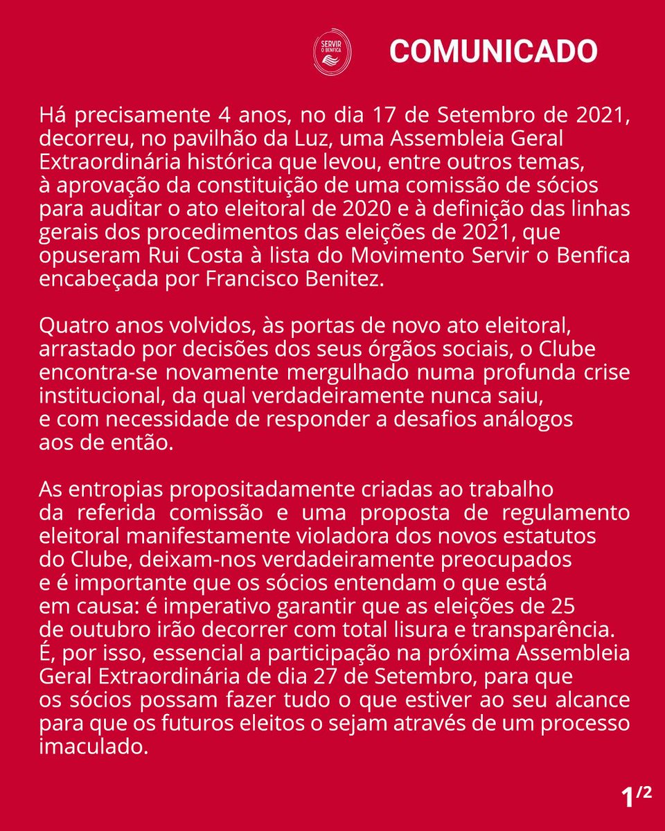 ServirOBenfica's tweet photo. Comunicado https://t.co/AanSZedamB