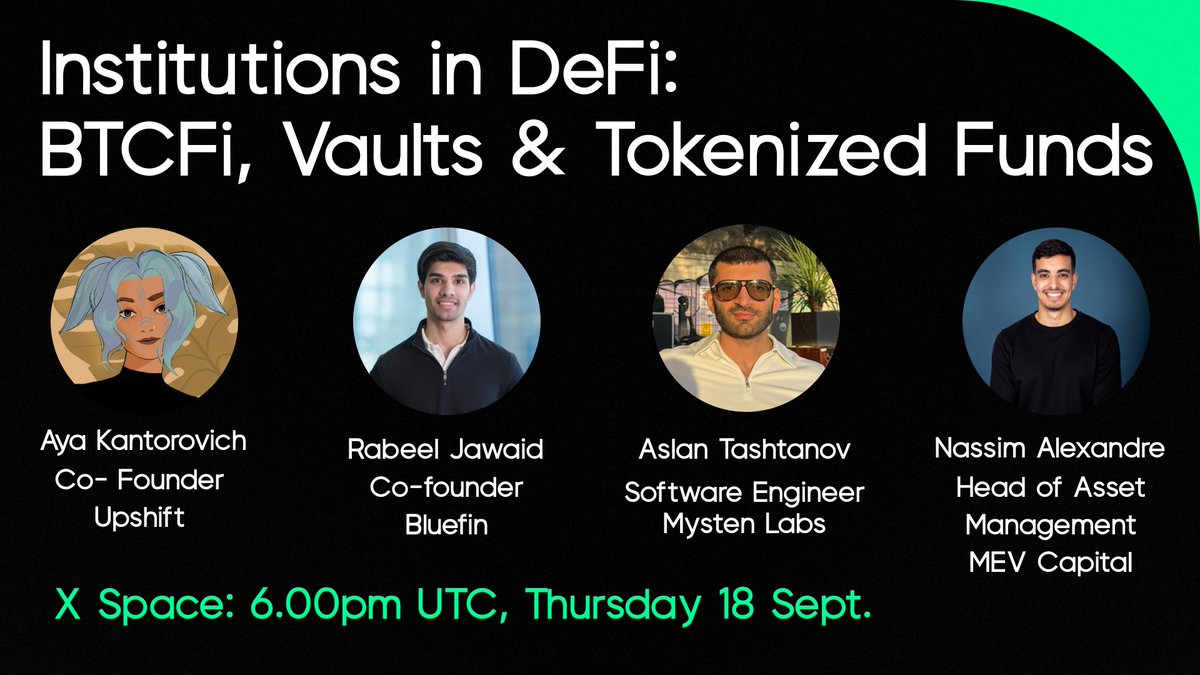 The third edition in our TradFi x DeFi series:

Featuring speakers from <a href="/august_digital/">August</a>, <a href="/Mysten_Labs/">MystenLabs.sui</a> <a href="/bluefinapp/">Bluefin</a> and <a href="/MEVCapital/">MEV Capital</a>.

Stablecoins are up 28x in the last year, Bitcoin is at all time highs - the institutions are here.

Dive in this Thursday as we discuss the trends