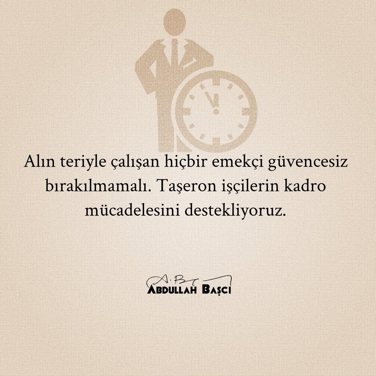 Alın teriyle çalışan hiçbir emekçi güvencesiz bırakılmamalı.
Taşeron işçilerin kadro mücadelesini destekliyoruz.

Taşeronİşçi Kadroİstiyor