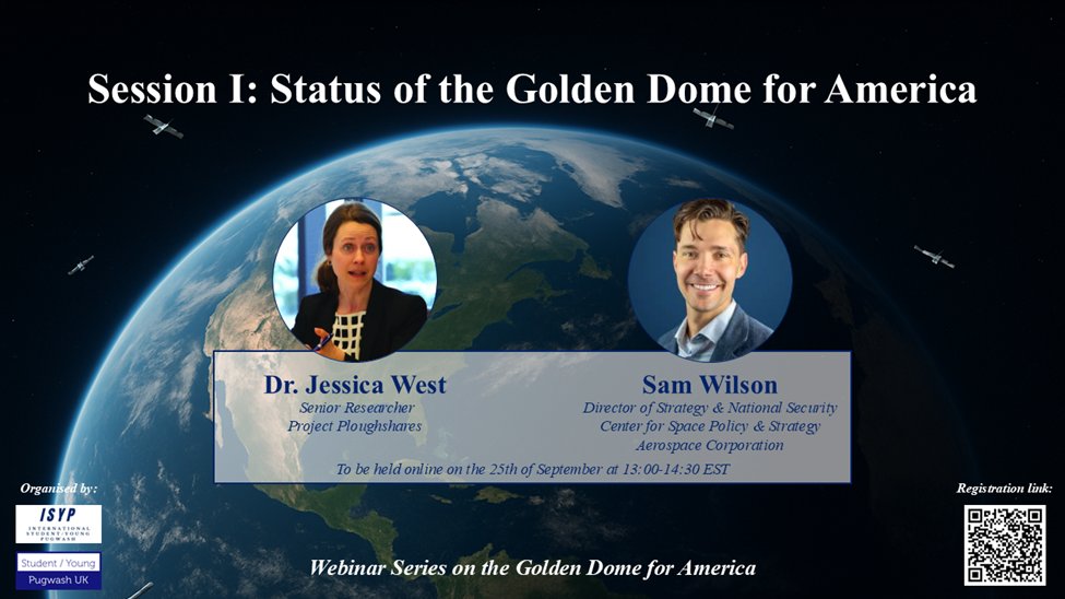 Deepening BASIC's interest in the critical nuclear-space nexus, Policy Intern <a href="/ChingWeiSooi/">Ching Wei Sooi</a>  and co-organiser Nicolas Ayala Arboleda will soon be moderating a series of webinars on the Golden Dome - America's new space-based missile defence initiative.
lnkd.in/eZsmMgVc