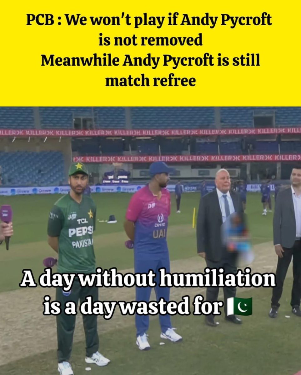 2prithish's tweet image. @TheRealPCB threatened “No Andy Pycroft, no game” — yet Andy Pycroft is still the match referee! 🤦‍♂️
Once again, Pakistan ends up embarrassing itself on the world stage.

#PakistaniLogic #Cricket 🤣