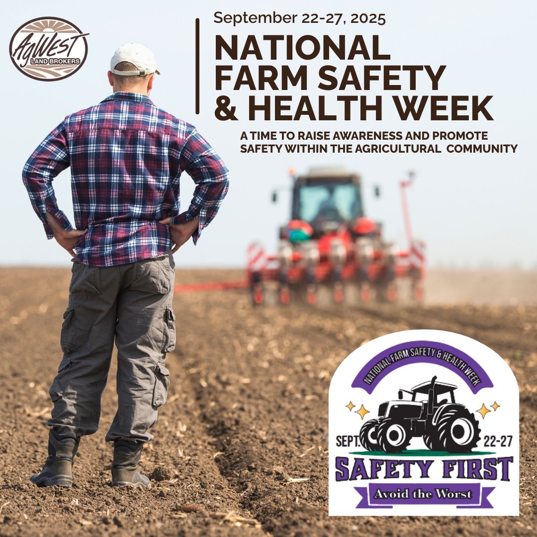 National Farm Safety and Health Week is a time to promote safety and health on the farm.

Check out this website to register for webinars and learn more about how to stay safe on the farm: necasag.org/nationalfarmsa…

#FarmSafetyandHealthWeek #FarmSafety #AgWestLandBrokers