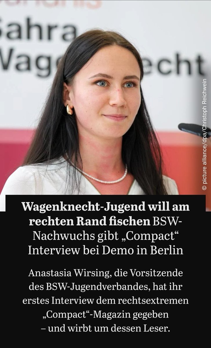 Mich wundert überhaupt nicht, dass die Wagenknecht-Jugend dem rechtsextremen Compact Magazin ein Interview gibt, und am rechten Rand fischt.
Was mich aber tatsächlich wundert, ist, dass es überhaupt eine Wagenknecht-Jugend gibt. 😄