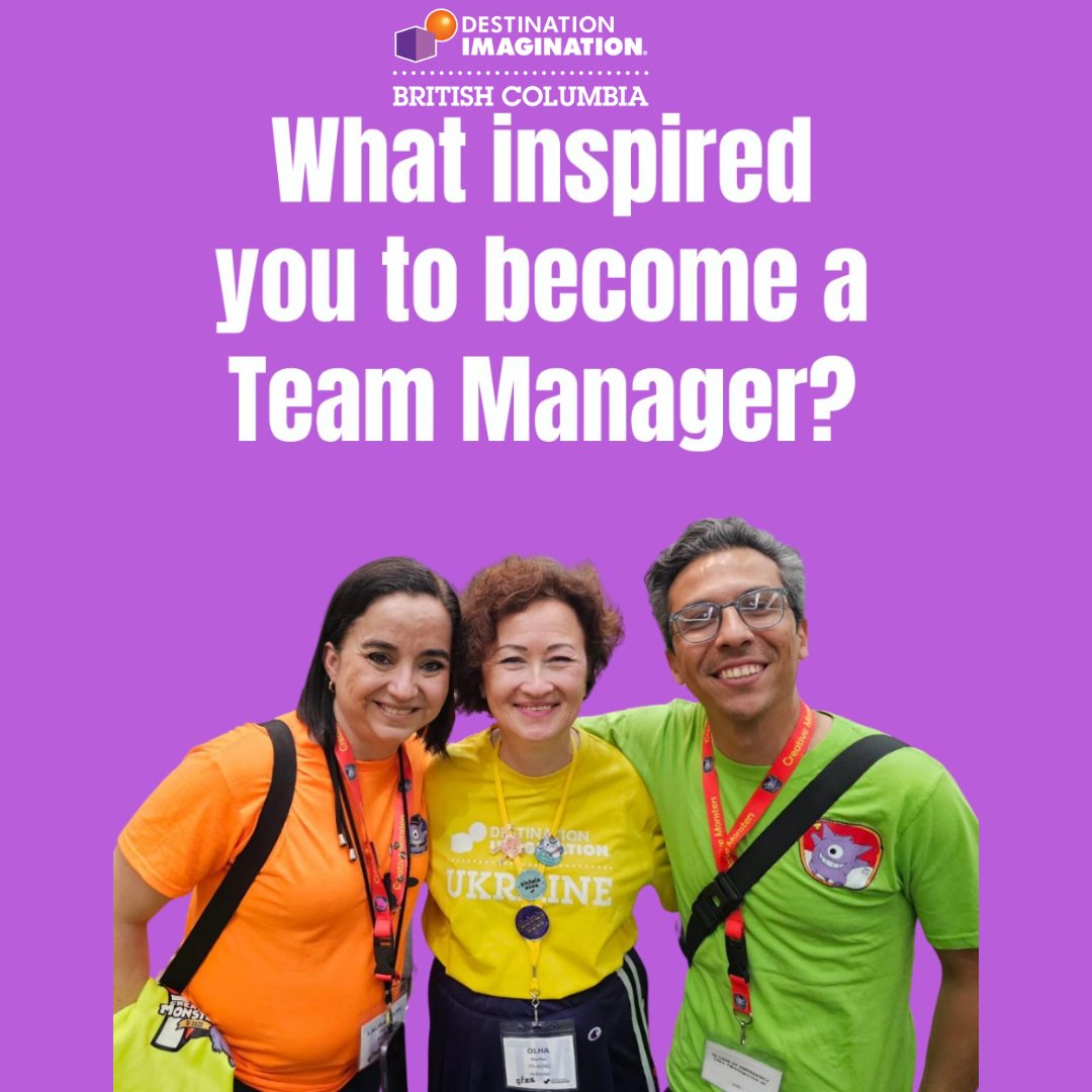 📷 Every great Destination Imagination team has an incredible Team Manager behind them!
We’d love to know: What inspired YOU to become a Team Manager?

Whether it’s the joy of seeing kids grow, the thrill of problem-solving, or just wanting to be part of something creative and