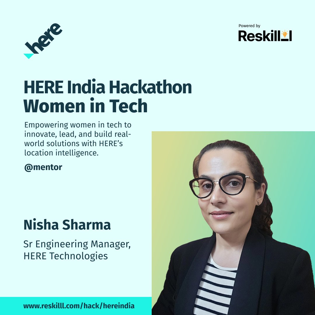 Reskilll (@reskilll) on Twitter photo π Excited to have Nisha Sharma (Sr. Software Engg. Manager, <a href="/here/">HERE Technologies</a> ) as a Mentor at the HERE India Hackathon: Women in Tech π©βπ»β¨
π
Last date: 30th Sep
πPrizes worth INR 3.2 Lakhs
π Apply now: reskilll.com/hack/hereindia
#WomenInTech #HEREHackathon #Reskilll π Excited to have Nisha Sharma (Sr. Software Engg. Manager, <a href="/here/">HERE Technologies</a> ) as a Mentor at the HERE India Hackathon: Women in Tech π©βπ»β¨
π
Last date: 30th Sep
πPrizes worth INR 3.2 Lakhs
π Apply now: reskilll.com/hack/hereindia
#WomenInTech #HEREHackathon #Reskilll