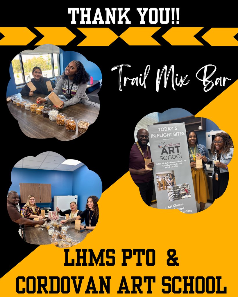 ✨ Huge THANK YOU to our amazing LHMS PTO &amp; Cordovan Art School for treating our staff to a Trail Mix Bar today! 🥜🍫🍿 Your kindness fuels our hearts (and our snack bags)! 💛🖤 #HawkStrong #LHMSPTO #CordovanArtSchool