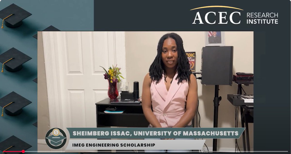 ACEC_National's tweet image. Introducing our ACEC Research Institute Scholar of the Day: Sheimberg Isaac! Isaac received a 2025 $10,000 IMEG Engineering Scholarship for her studies at the University of Massachusetts. 

➡️Learn how Sheimberg Isaac is preparing to #EngineertheFuture: hubs.la/Q03JPjlM0