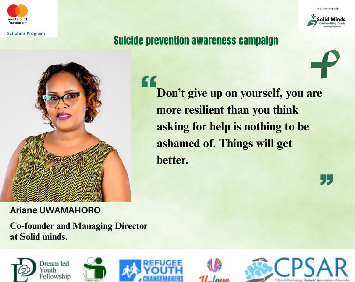 ShelsBellaen's tweet photo. Suicide Prevention Month – Day 17

Let’s continue breaking the stigma and remind each other that healing is possible, and better days are ahead. 💚 #YouAreNotAlone 

Graphic designer: @SolidMindsRw